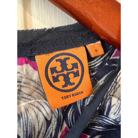 Tory Burch Mod 60s Silk Jacquard Print Shift Dress Blue Magenta 0 - Picture 7 of 8